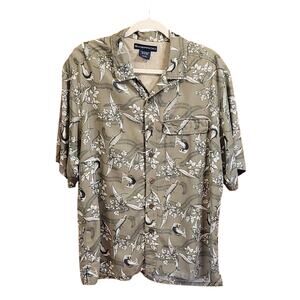 Exofficio Men's Green Floral Shirt Size Large Fish and Floral Fisherman Outdoors